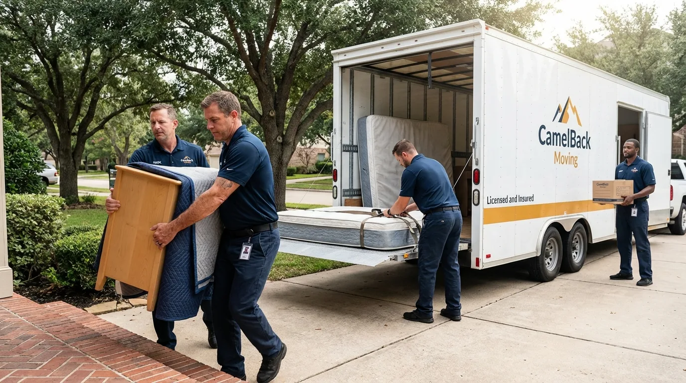 Crew loading residential truck for cross-state move from Glennville, GA