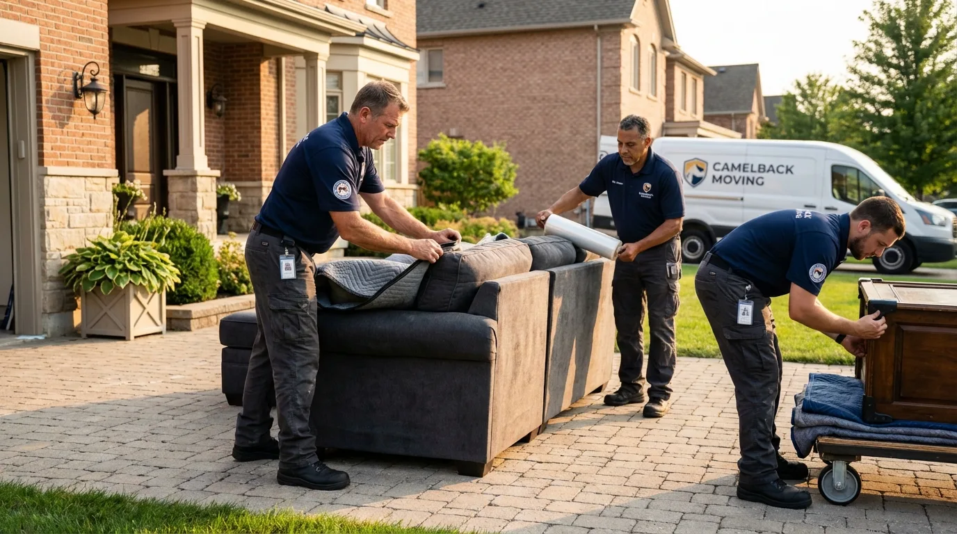 Large estate moving crew wrapping furniture in Glennville, GA