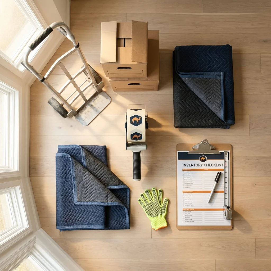 Professional moving supplies and packing materials layout for Glennville residential relocations